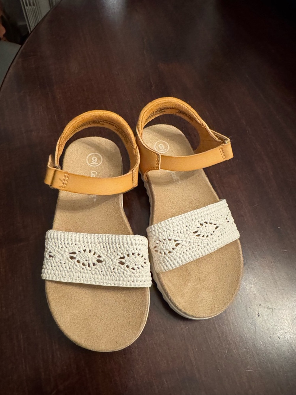 Cat & Jack Tan and Cream Crochet Strap Girls' Sandals